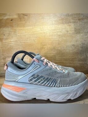 Hoka One One Bondi 7 CUSHIONED Womens Size 7.5 Running Shoes Sneakers Gray